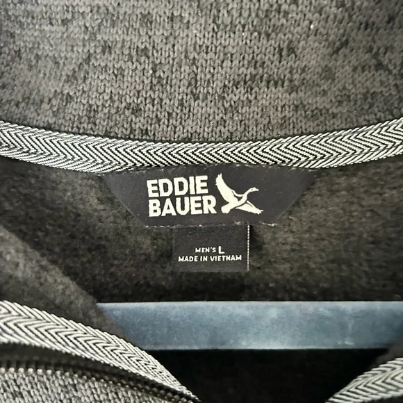 Eddie Bauer Men’s Large Pullover Jacket | Charcoal | Chest Zipper Pocket - Picture 3 of 7